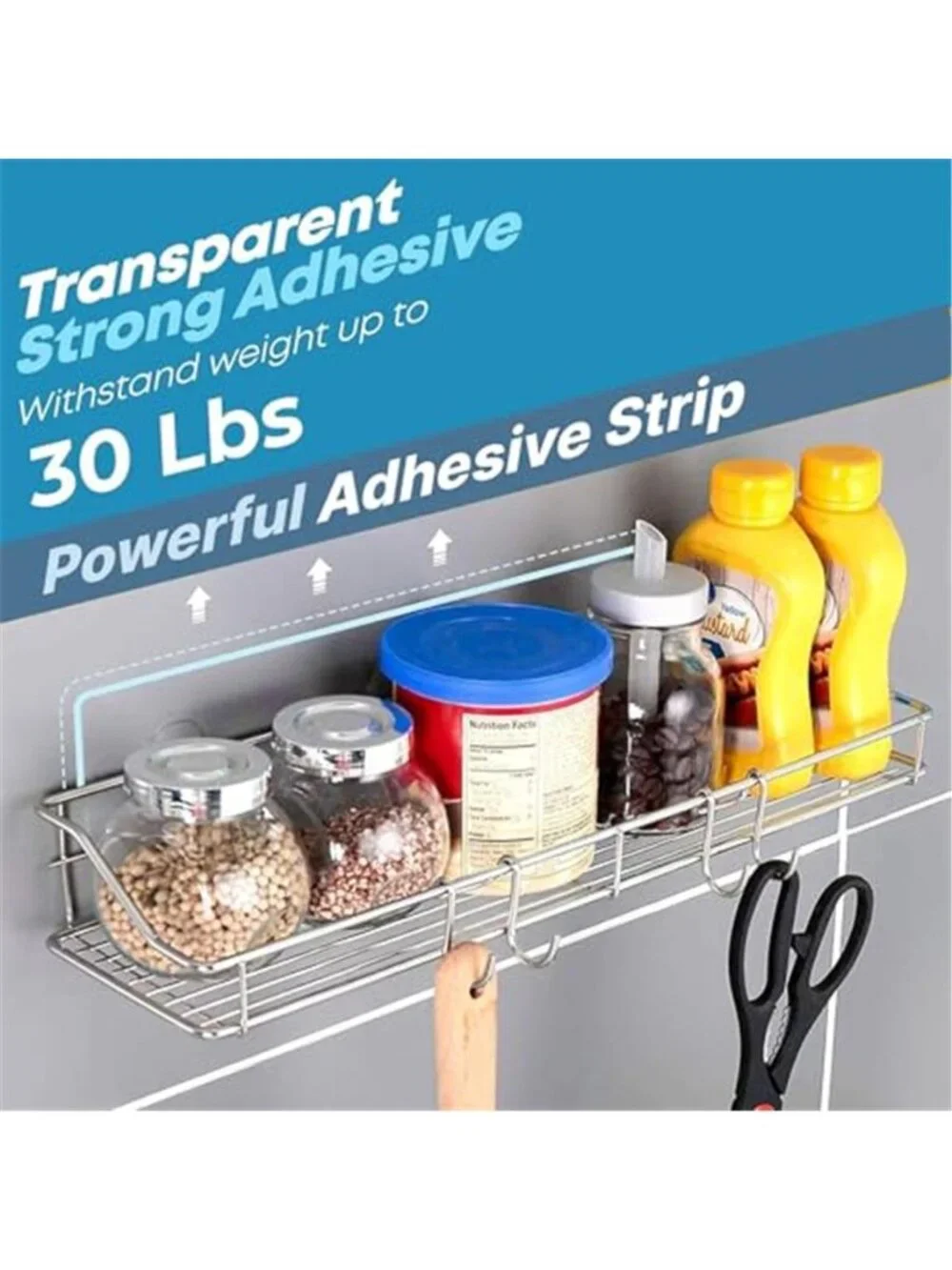 Wall Mounted Shower Shelf Stainless Steel Bathroom Organizer Adhesive 2 Tier